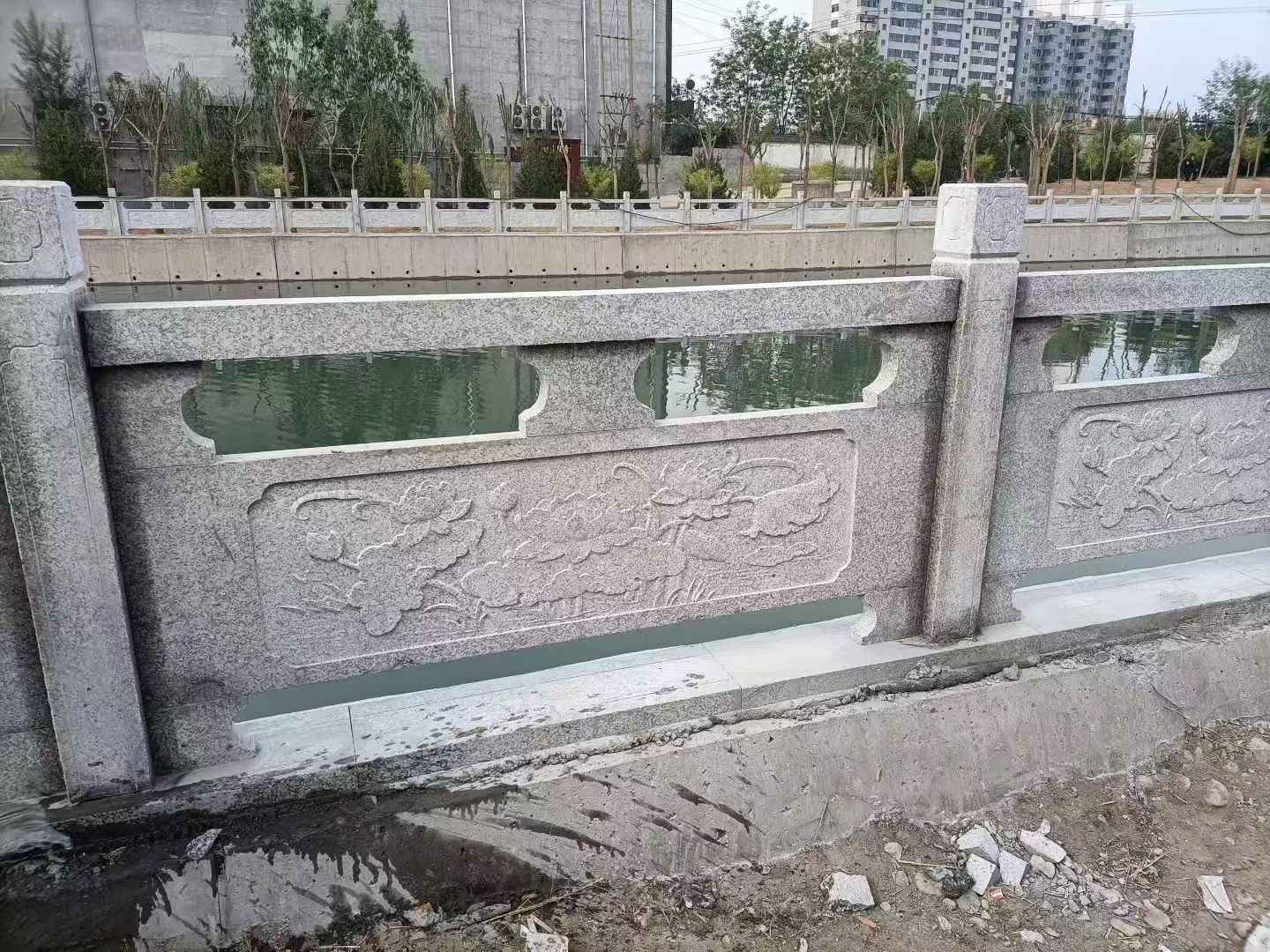 武威 芙蓉白大花桥梁、河道，石材栏杆、围栏、护栏